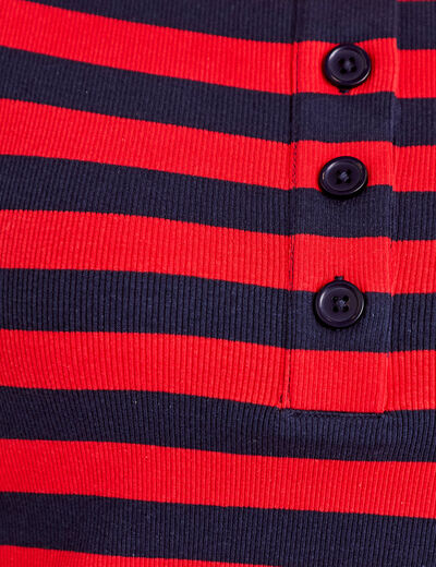 T-shirt c&ocirc;tel&eacute; col polo rouge femme