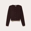 Gilet boutonn&eacute; manches longues marron fonc&eacute; femme