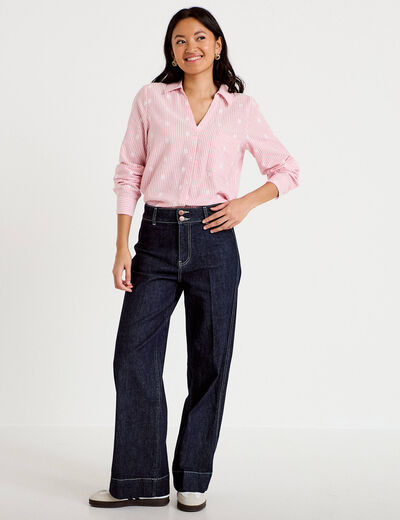 Chemise droite manches longues rouge femme