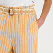 Pantalon large ceinturé contenant du lin jaune femme
