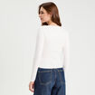 T-shirt manches longues côtelé ecru femme