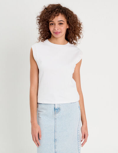 Débardeur détails brodés blanc femme
