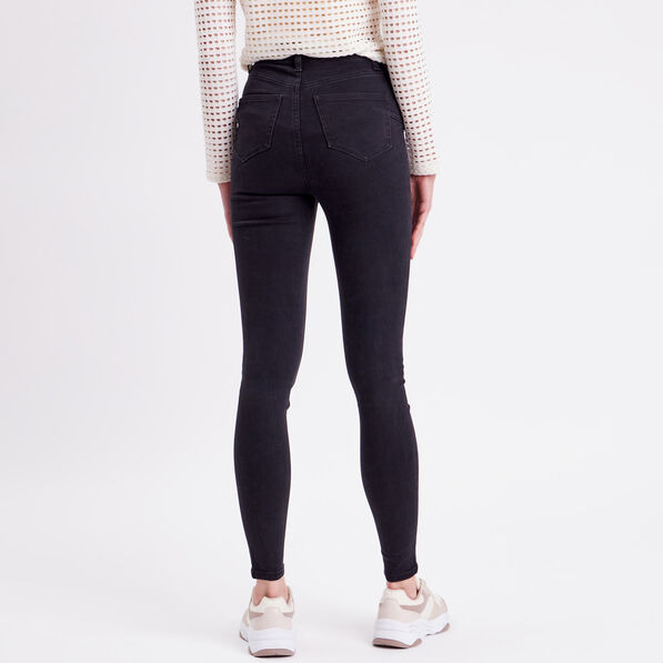 jeans skinny taille elastiquee denim noir femme Jeans skinny taille élastiquée denim noir femme
