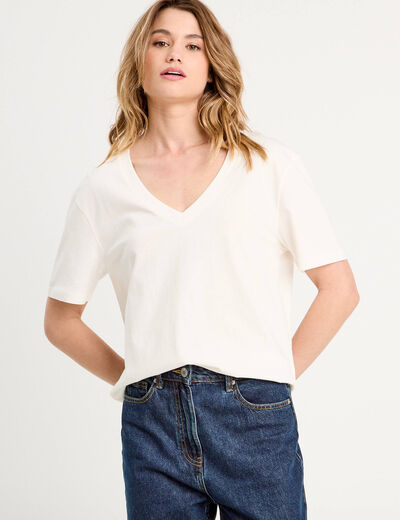 T-shirt manches courtes ecru femme