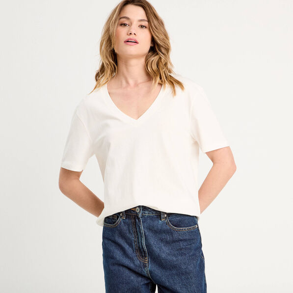 t shirt manches courtes ecru femme T-shirt manches courtes ecru femme