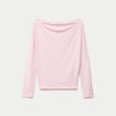 T-shirt col bateau manches longues rose clair femme