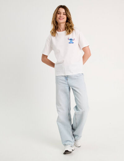T-shirt oversize Stitch blanc femme