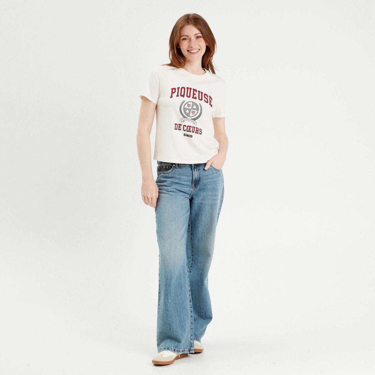 T-shirt manches courtes ecru femme