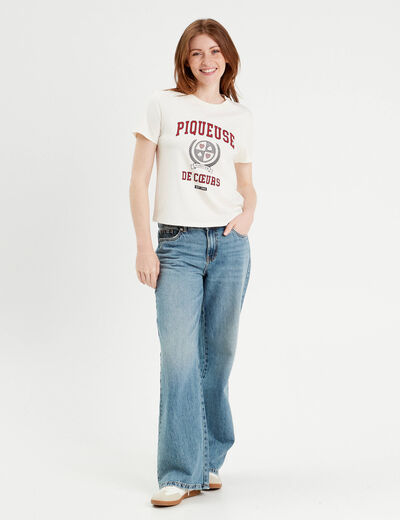 T-shirt manches courtes ecru femme