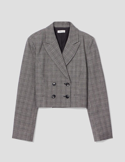 Veste ajustée boutonnée gris femme