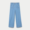 Jean wide leg taille standard denim bleach femme