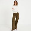 Gilet bas resserr&eacute; manches longues ecru femme