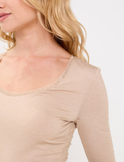T-shirt thermique manches courtes sable femme