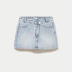 Jupe-short droite en jean denim bleach femme