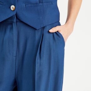 pantalon large avec pinces bleu marine femme Pantalon large avec pinces bleu marine femme