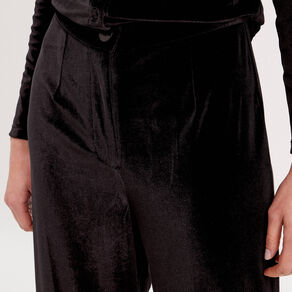 Pantalon city large velours noir femme