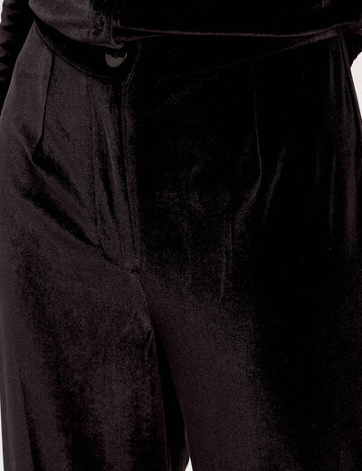 Pantalon city large velours noir femme