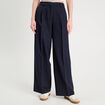 Pantalon large à pinces bleu marine femme