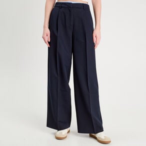 pantalon large a pinces bleu marine femme Pantalon large à pinces bleu marine femme