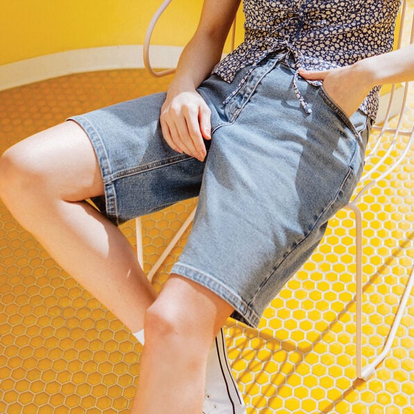 bermuda large en jean denim double stone femme Bermuda large en jean denim double stone femme
