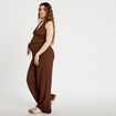 Combinaison large sans manches col v marron femme