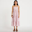 Robe longue &eacute;vas&eacute;e &agrave; fines bretelles rouge femme