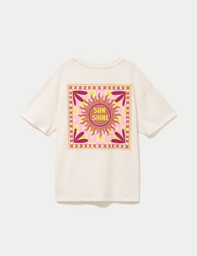 T-shirt col rond manches courtes ecru femme