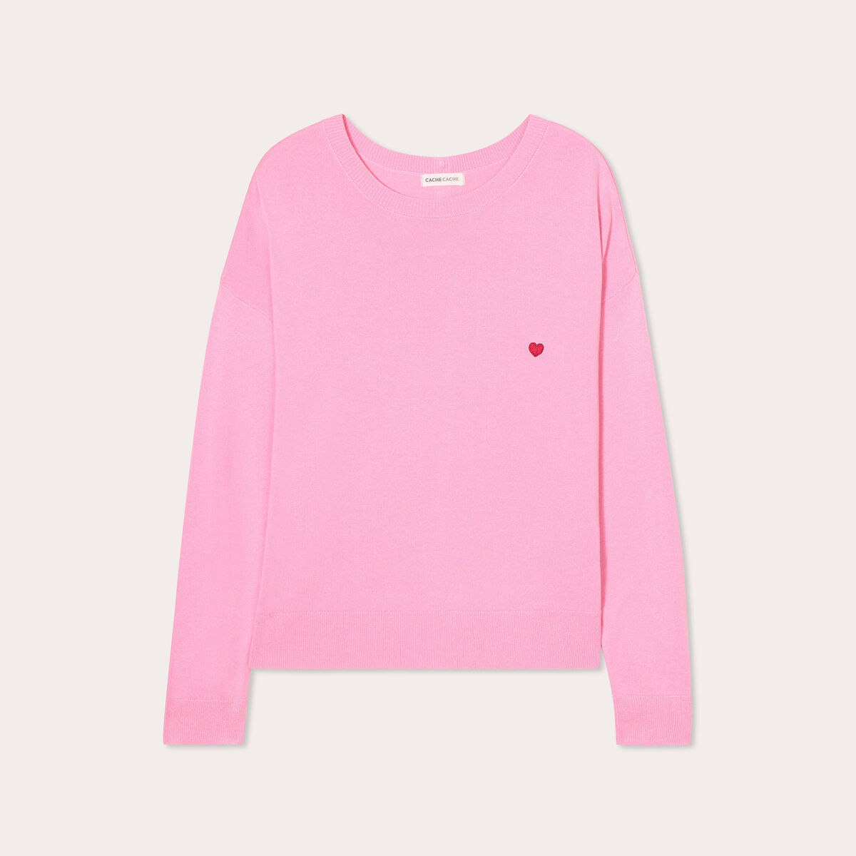 Pull manches longues rose femme