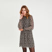 Robe évasée taille smockée noir femme
