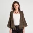 Gilet ajouré avec franges vert kaki femme