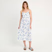 Robe longue évasée bretelles blanc femme