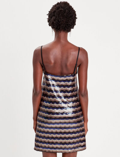 Robe moulante à sequins noir femme
