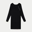 Robe pull ajust&eacute;e manches longues noir femme