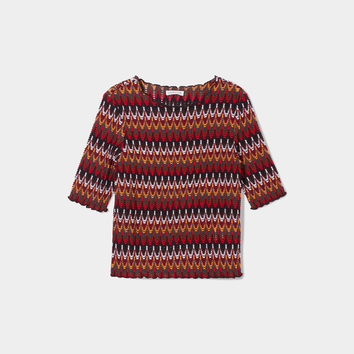 T-shirt cintré manches 3/4 bleu foncé femme