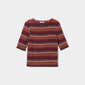 T-shirt cintré manches 3/4 bleu foncé femme