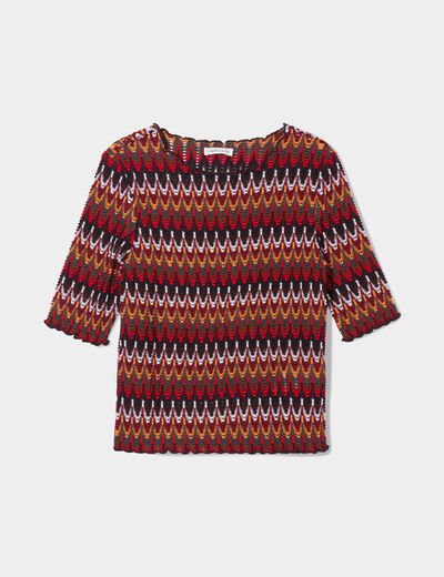 T-shirt cintré manches 3/4 bleu foncé femme