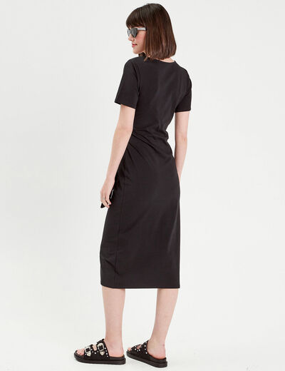 Robe longue moulante noeud noir femme