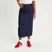 Jupe midi droite en jean denim brut femme