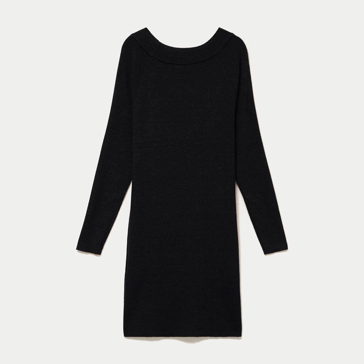 Robe pull ajust&eacute;e manches longues noir femme