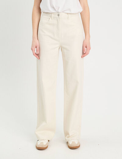 Jeans regular taille haute ecru femme