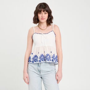 debardeur brode ecru femme Débardeur brodé ecru femme