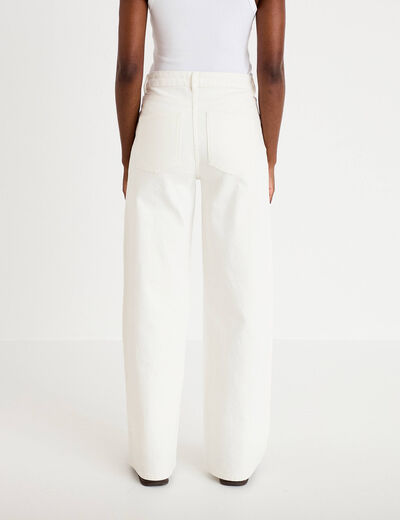 Jeans wide leg taille haute denim blanc femme