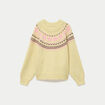 Pull col rond manches longues jaune clair femme