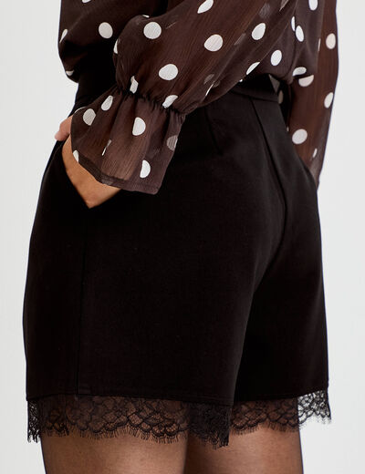 Short en dentelle noir femme