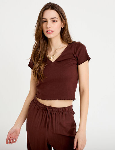 T-shirt Femme Tala Sans Manches, Taille M, Marron, Basique En Nylon, Occasion