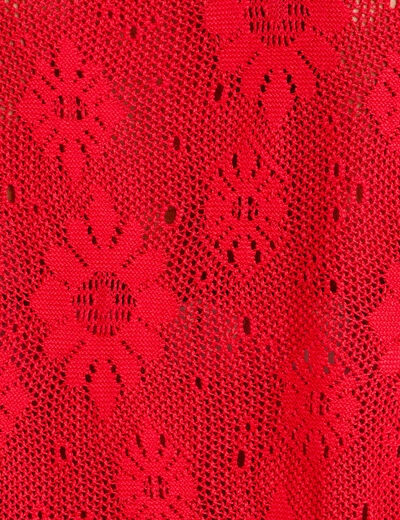 T-shirt ajouré effet crochet rouge femme