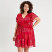 Robe évasée taille smockée rouge femme