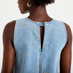 Robe courte &eacute;vas&eacute;e en jean sans manches bleu femme