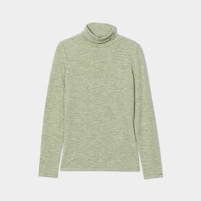 T-shirt col roulé vert kaki femme