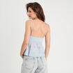 Débardeur broderie anglaise bleu clair femme